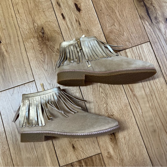 Kate Spade Saks Fifth Gold Fringe Suede Booties - Picture 4 of 13